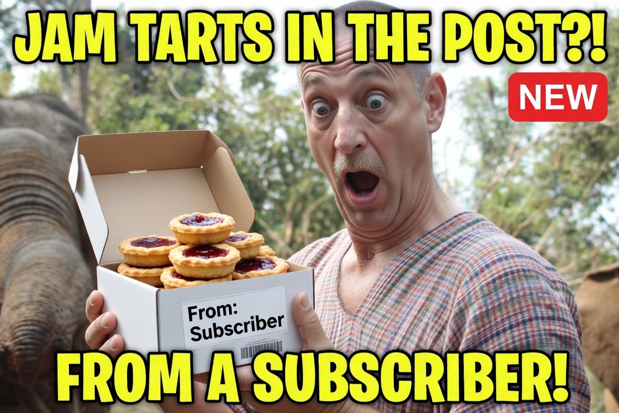 image shows andy surprise with jam tart gift